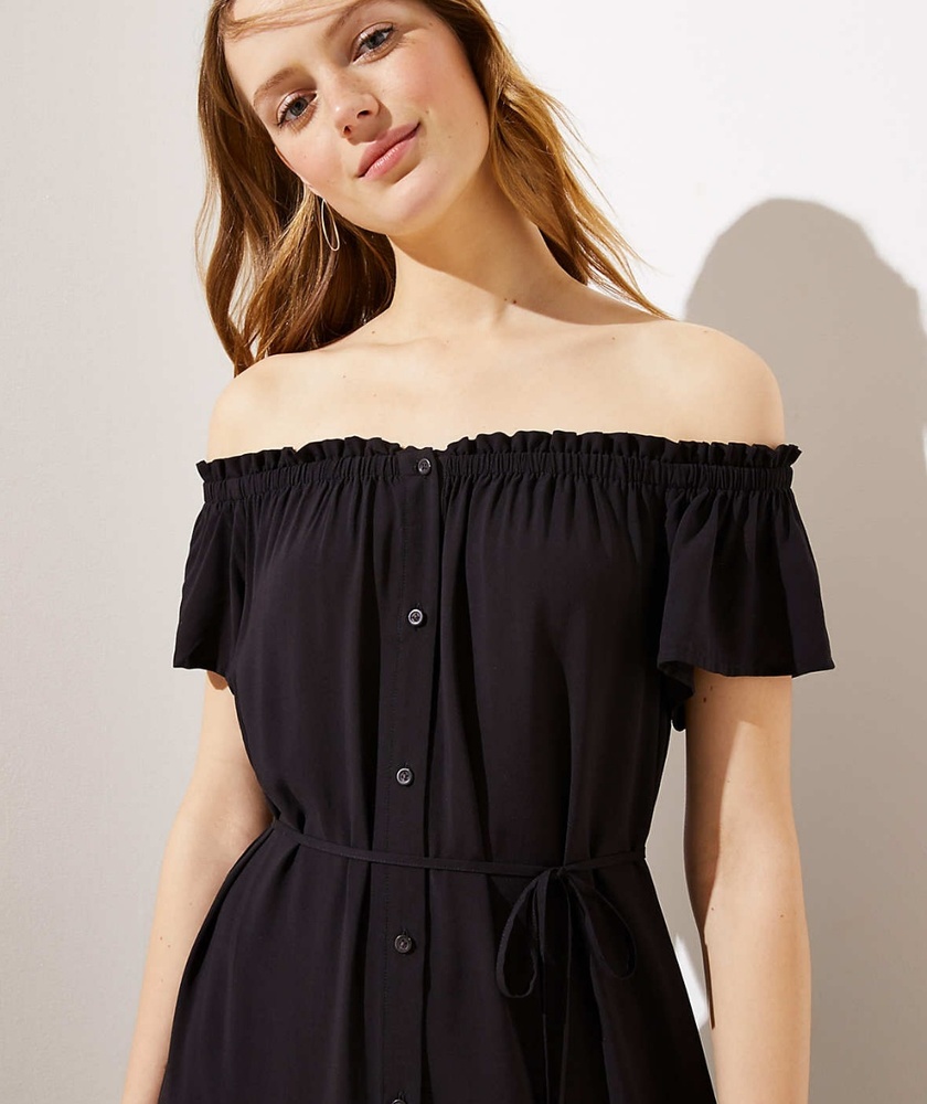 NWT Petite LOFT Button Down Midi Dress - Picture 3 of 5